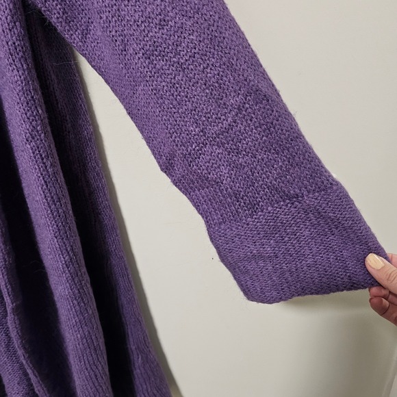 Soft Surroundings M Long Knit Cardigan Sweater Purple Alpaca Blend Duster Soft - Picture 5 of 8